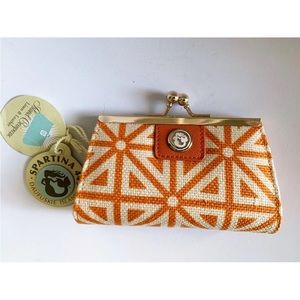 Spartina 449 Orange and Cream Geometric Clutch